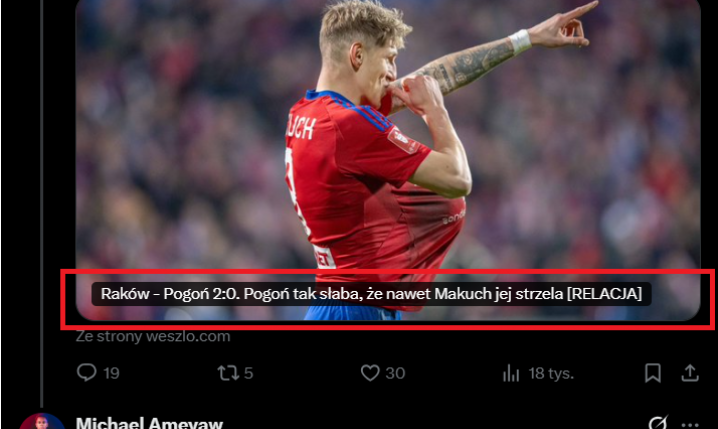 ODPOWIEDŹ Michaela Ameyawa na TYTUŁ ARTYKUŁU po meczu Raków - Pogoń!